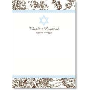   Simply Blue With Brown Toile Thank You Cards 