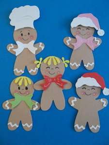 Christmas Gingerbread People Die Cuts &Stamped Faces  