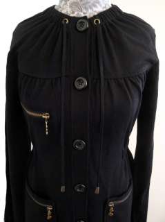 NEW! Kensie Girl French Terry Coat Jacket Cotton Black W Metelic 