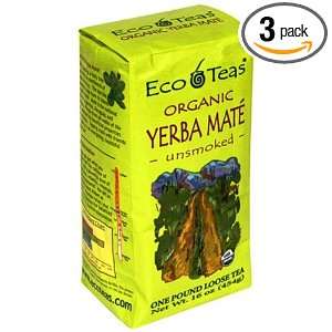 Ecoteas Yerba Mate Loose/Unsmoked (100% Organic), 1 Pounds (Pack of 3)