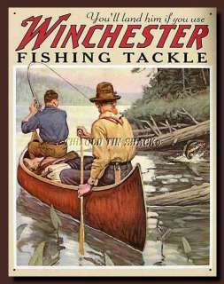   Tin Metal Sign   Winchester Fishing Tackle Outdoor Sporting Fish #1008