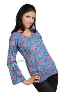 10 Cotton Hand Block Print tunics Tops shirts Kaftans Kurtis India 