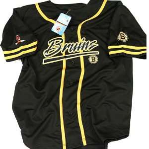  BOSTON BRUINS Black Baseball Style Jersey with Logo Size 
