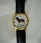 Rottweiler Dog Watch   Black Leather Band Wristwatch   