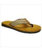 NIB MENS TAUPE GBX PLEATED FABRIC & LEATHER FLIP FLOP  
