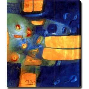  Abstract Yellow and Blue Giclee Canvas Oil Brush Art 