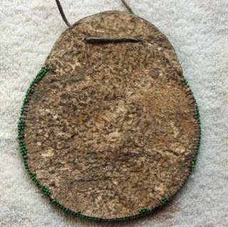   Early 1900s Full Beaded Hide Blackfeet Pouch Small Seed Beads  