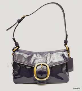 Nwt $298 Coach *Z BLEECKER Patent Leather Flap Bag Handbag Hobo ~Plum 