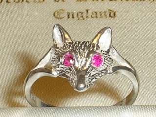 SOLID SILVER 925 STUNNING RUBY FOX RING SIZE N  