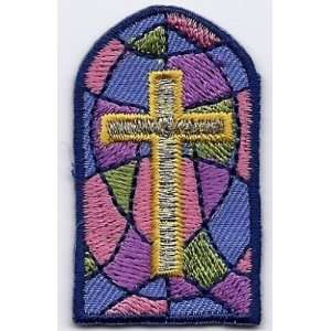    /Cross, Stained Glass Iron On Embroidered Applique 