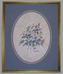 Jan Allen Watercolor Bluebirds in a Bush Rare Original Signed Work of 