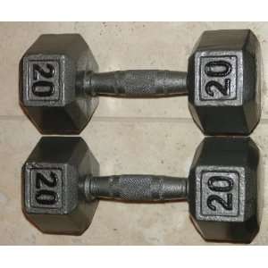  Grey Hexagon Dumbbell 20lb PAIR 