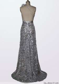 New Year One Shoulder Silver Evening Party Dresses❤  