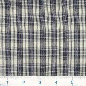  60 Wide Wash and Wear Shirting Plaid Navy/Khaki Fabric 