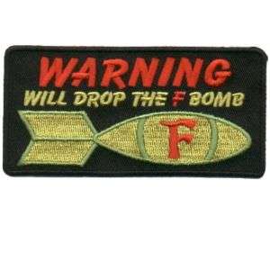 BOMB WARNING Embroidered Motorcycle Biker Fun Patch!!  