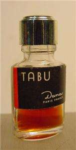 Vintage 1950s Tabu Miniature Perfume Bottle by Dana Some Contents 