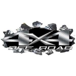  Ripped Metal 4x4 Off Road Decals Gray   6 h x 13 w 