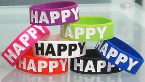 HAPPY Silicone Rubber Stretch Bracelet Wristband FREE USA S&H  