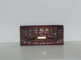  Pecan Brown Croco Embossed Leather Wallet New Without Tags  