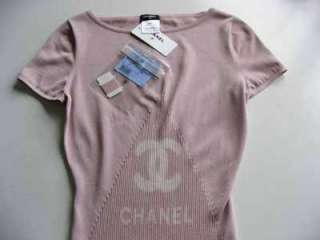 2K Rose Pink 11P Chanel CC Logo Cotton Silk Knit Top 38 NWT  