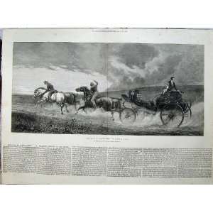    1871 Horse Coach Man Woman Gretna Green Eloping Art