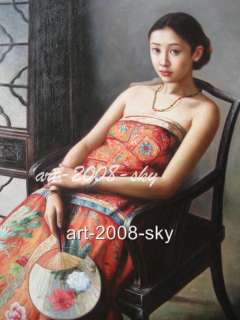 ORIGINAL OIL PAINTING ART CHINESE GIRL ON CANVAS  