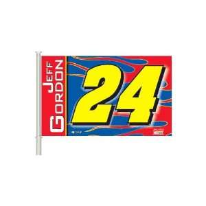  Jeff Gordon #24 Car Flag with Wall Bracket   Set of 2 