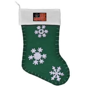   Christmas Stocking Green Worn US Flag Peace Symbol: Everything Else