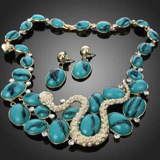   Party Rhinestone Snake Necklace Earring Set Swarovski Crystal  