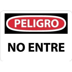 Peligro, No Entre, 10X14, Rigid Plastic  Industrial 