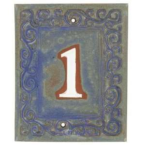  Swirl house numbers   #1 in blue fog & marshmallow: Home 