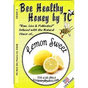 LEMON SWEET Flavor Infused Raw Live Heirloom Honey, NO GMO