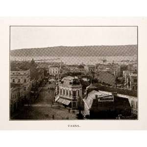  1914 Print Water Hillside Cityscape Varna Bulgaria Black 