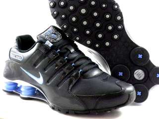 Nike Shox NZ Black Patent Leather/Blue/White Running Trainers Work Men 