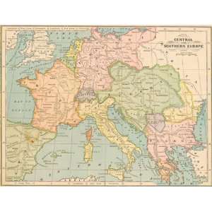  Monteith 1880 Antique Map of Central & Southern Europe 