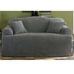  Sure Fit Soft Faux Suede T Cushion Love Seat Slipcover 