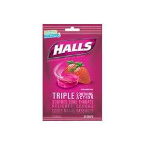  Halls Base Cough Suppressant Strawberry Menthol Drops 