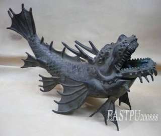 collectable rare bronze dragon fish statue  