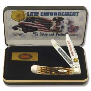 Case Cutlery CAT LE Cases Law Enforcement Handle Trapper Pocket Knife 