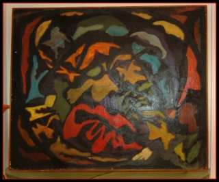 Manny Blanc signed MCM ABSTRACT Painting 1957 Frame Oil  