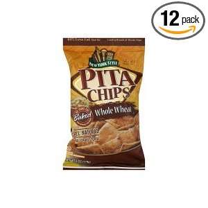 New York Style Pita Chips Whole Wheat, 6 Ounce Boxes (Pack of 12 