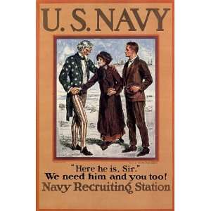   RECRUITING STATION WAR VINTAGE POSTER CANVAS REPRO