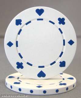 50 White Suited Poker Chips 11.5 table grams  