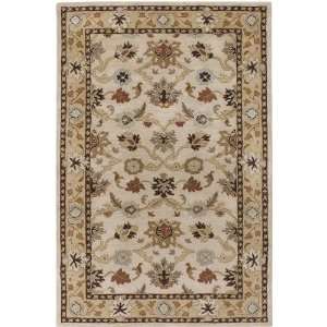   Tan Leaves Traditional 7 6 x 9 6 Rug (CAE 1010)