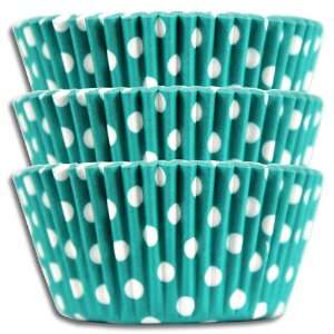 Turquoise Polka Dot Baking Cups, Greaseproof 1000 Pack.  