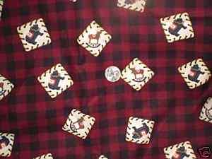 Fabric Debbie Mumm Buffalo Plaid with animal Patches  