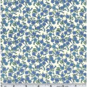  45 Wide Pretty Florals Floral Vines Spring Blue Fabric 