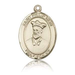  14kt Yellow Gold 3/4in St Philip Neri Medal: Jewelry