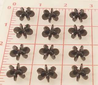 12 Vintage Starflake beads Black 18mm Made in Hong Kong  