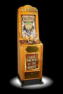 Hand crafted antique cabinet Rode Bull Strength Tester  